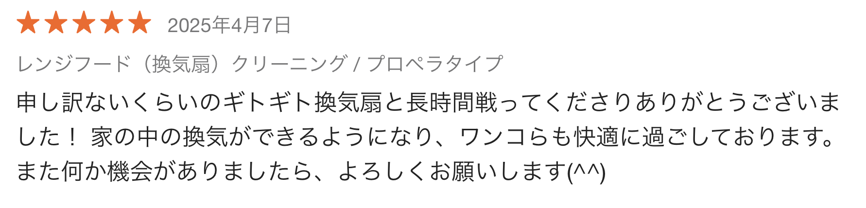 レンジフードクリーニングの作業事例